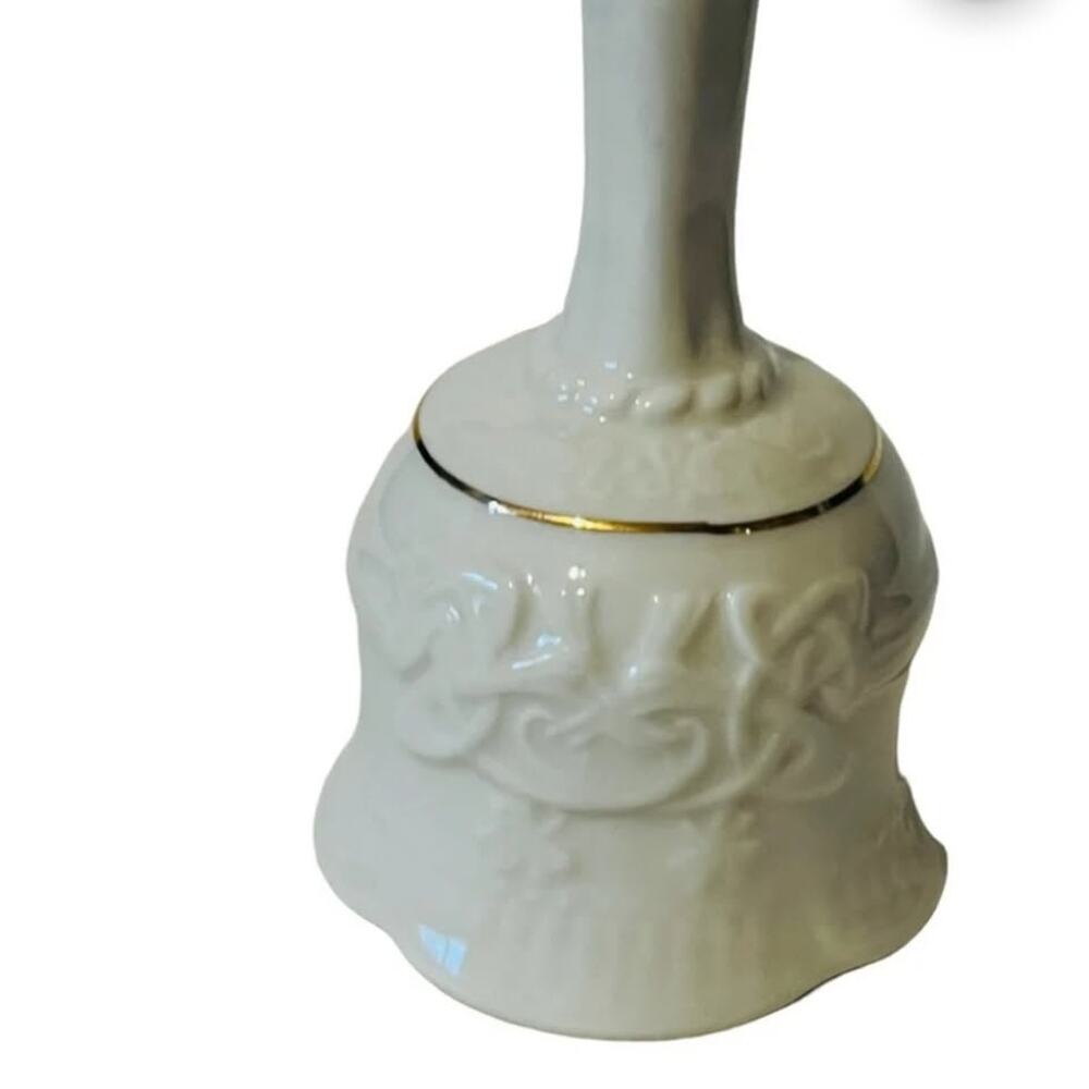 Belleek Ireland Christmas Bell Figurine Gift Holiday vtg Heart Love Gold Irish